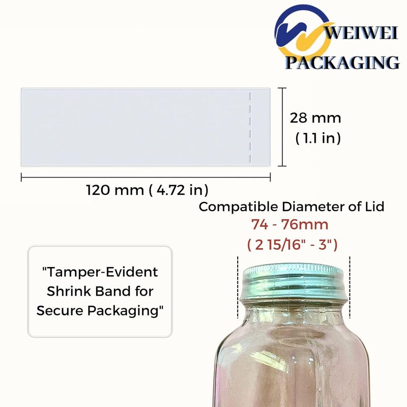 WEIWEI PACKAGING Store Weiwei - 500 PCS 120 mm x 28 mm Clear Perforated Shrink Bands - Image 2
